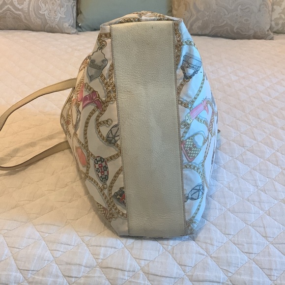 Gucci silk satin pattern tote with cream colored leather. Rehab project - Picture 11 of 17